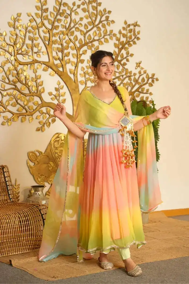 RTC 6069 Multi Faux Georgette Salwar Suit with Mirror Work & Embroidery Work. Get it for ₹2449. Delivery 4-6 Working Days. Shop now. | Anarkali Suits, Bollywood Anarkali, Creative-Anarkali, Designer Anarkali, Embroidered Anarkali, Party Wear Anarkali