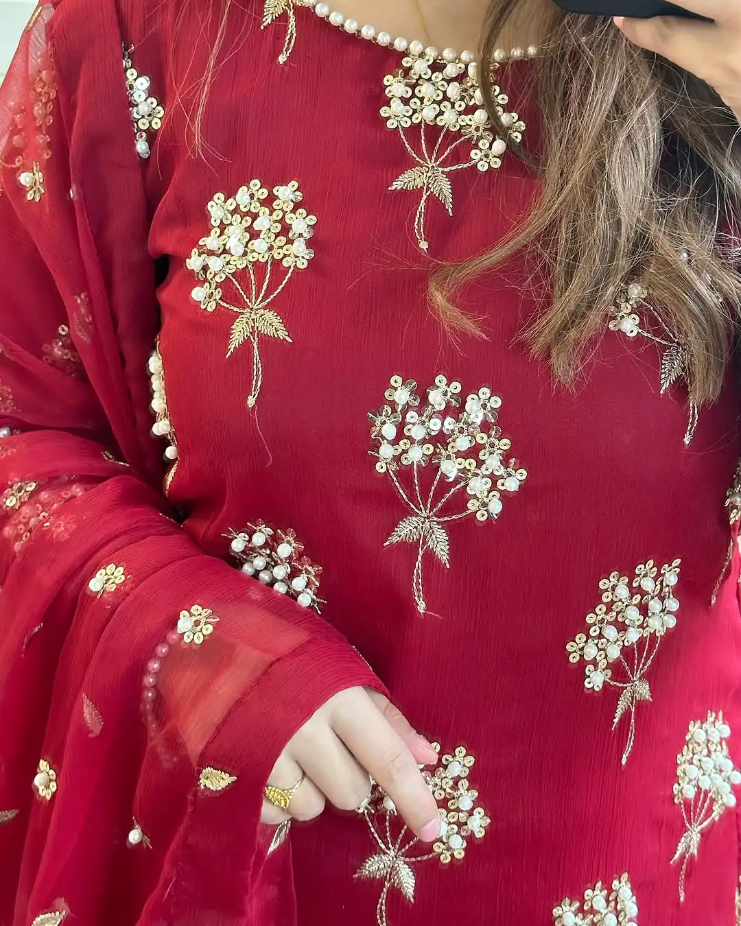 Aglow Pink Chinon Sequence Work Salwar Suit - Image 6