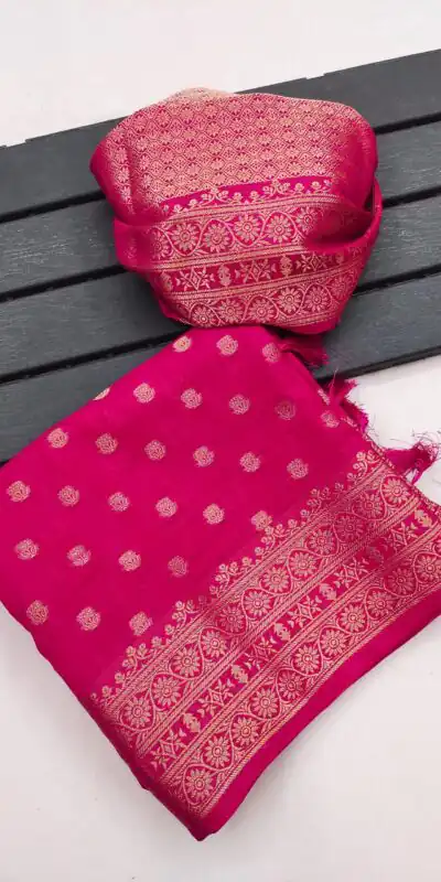 Alternative view of Aglow Pink Viscose Dolla Silk Meenakari Zari Work Saree