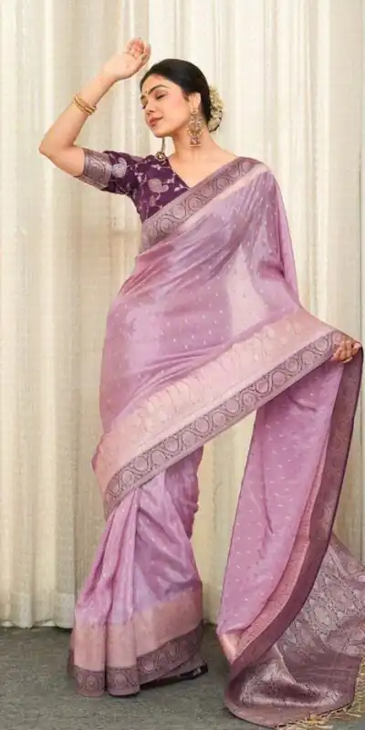 Alluring Lavender Soft Silk Jacquard All Over Saree