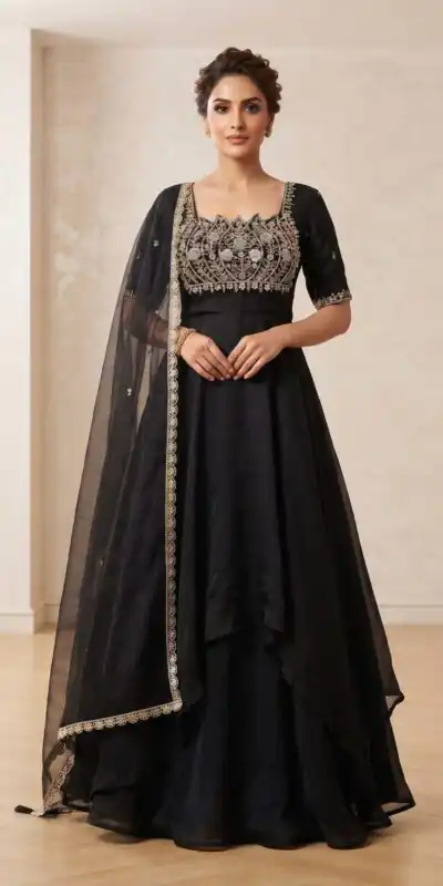 Alternative view of Fancy Black Fendy Crush Beads Work Gown