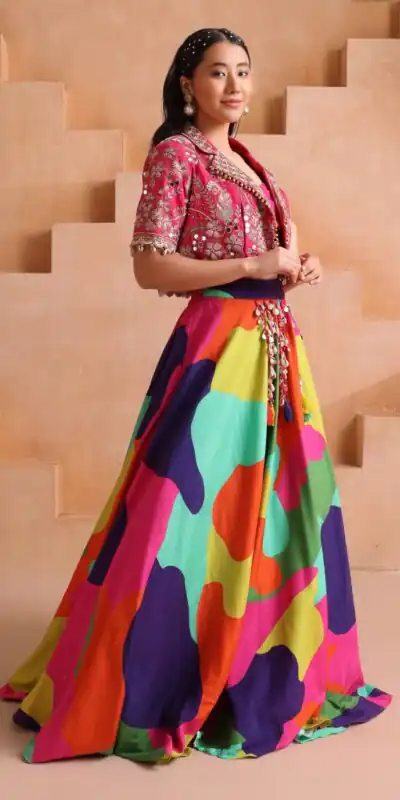Alternative view of Fancy Pink Chinon Silk Sequence Work Lehenga Choli