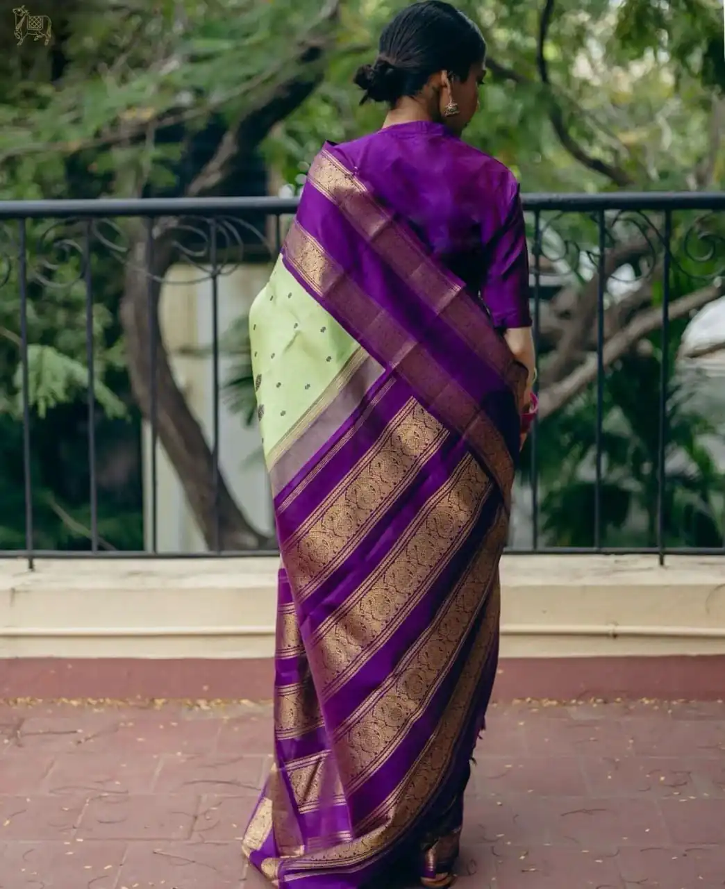 Fancy Pista Soft Lichi Silk With Jacquard Saree - Image 4