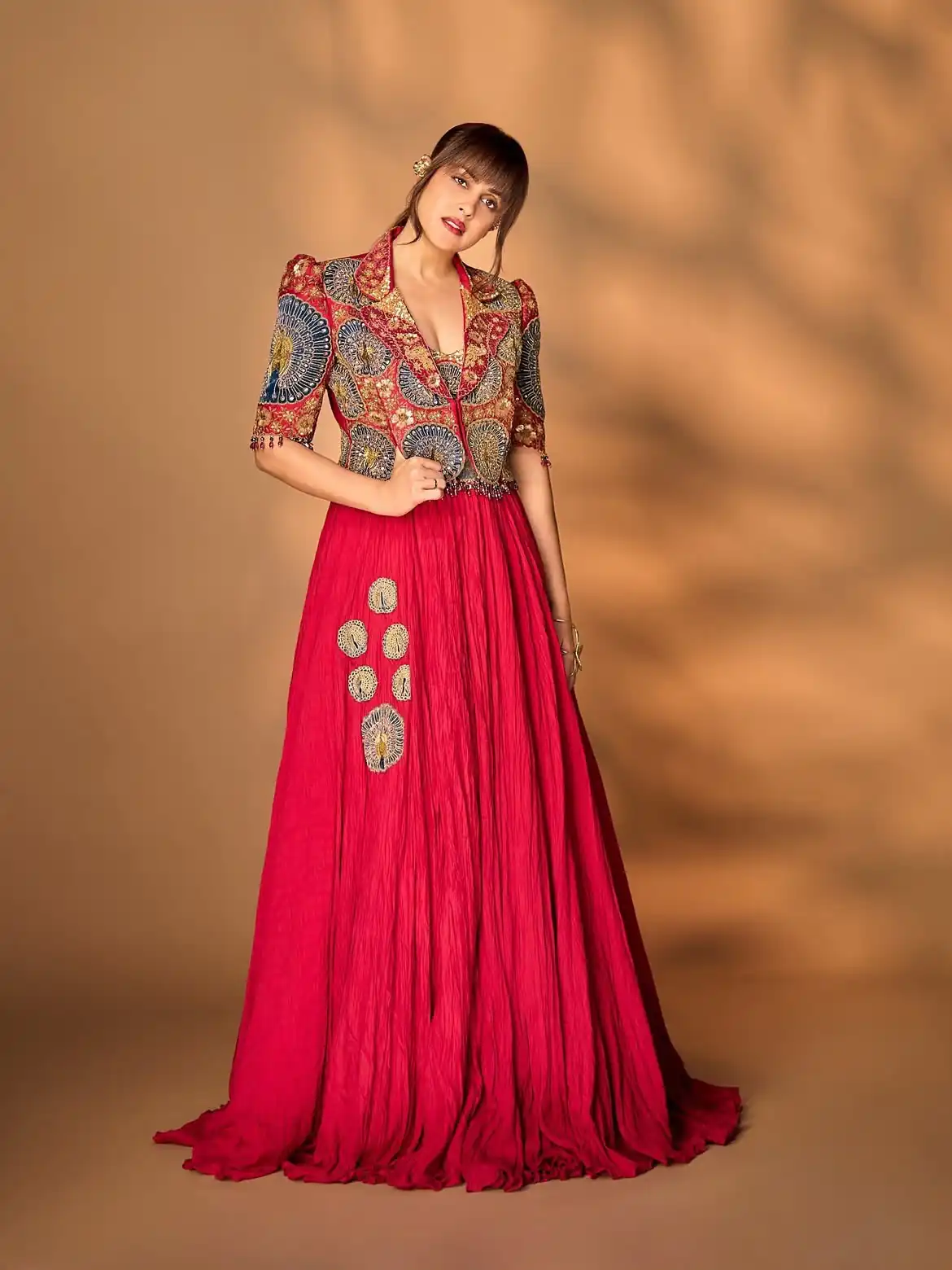 Fancy Red Rangoli Crush Silk Sequins Work Lehenga Choli