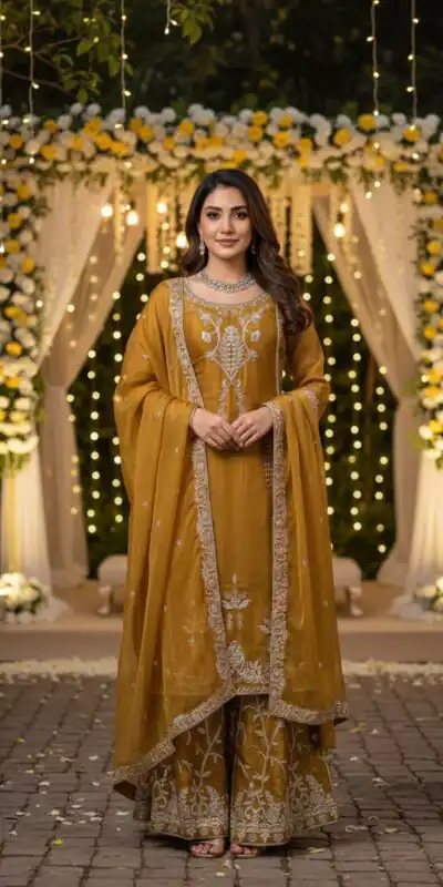 Lovely Mustered Zimmy Silk Sequence Work Salwar Suit