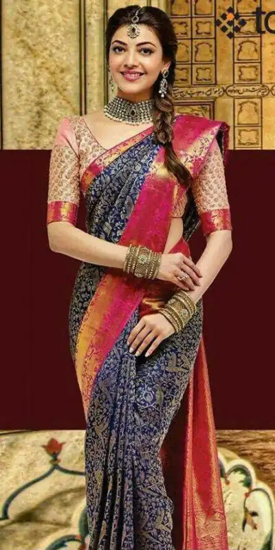 Perfect Blue Lichi Silk Jacquard All Over Work Saree