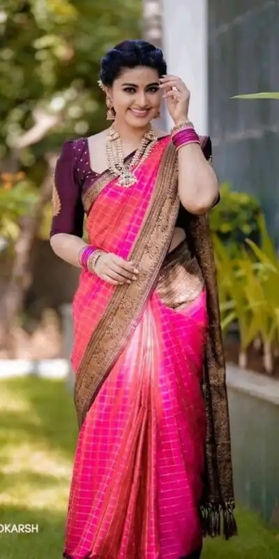 Perfect Pink Lichi Silk Jacquard Border Work Saree