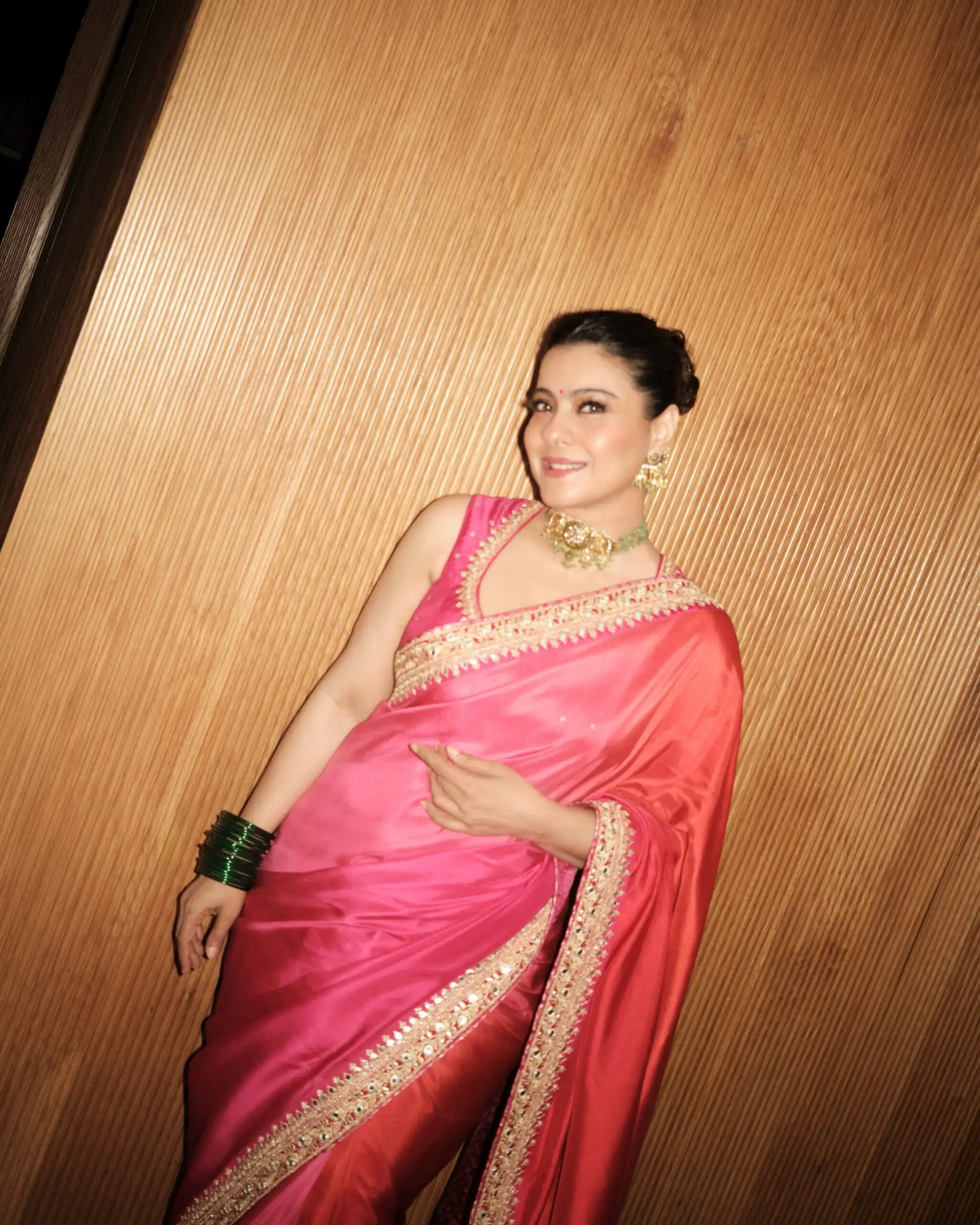 Pretty Pink Chinon Silk Embroidery Work Saree - Image 3