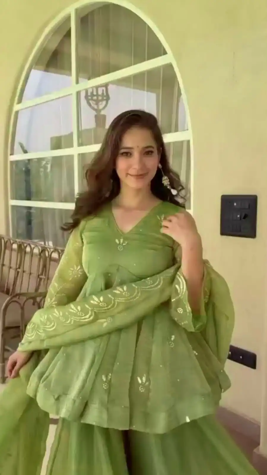 Shiny Pista Salsa Silk Mukesh Work Salwar Suit - Image 2