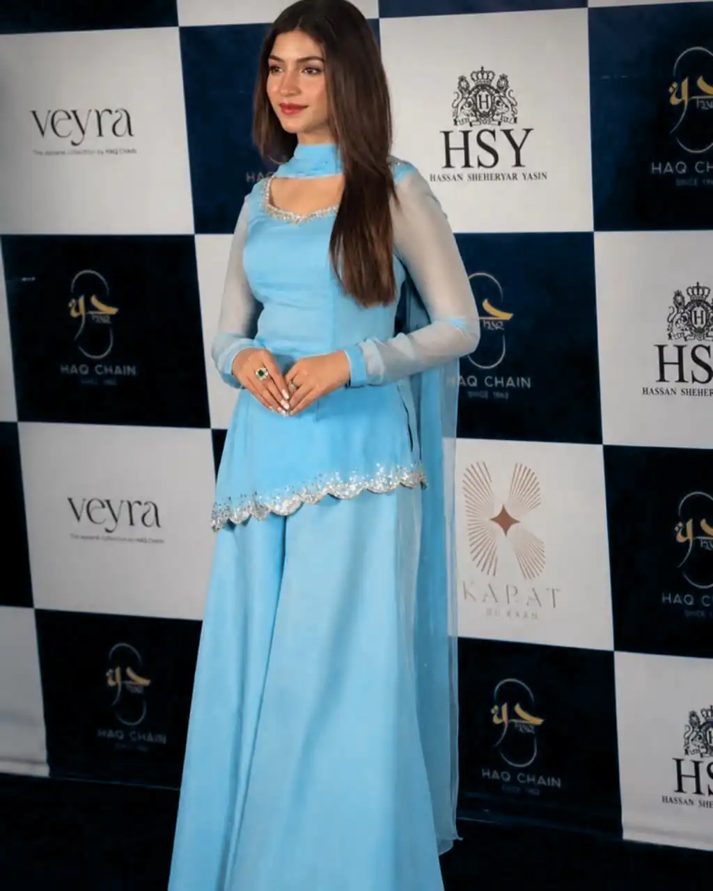 Shiny Sky Blue Faux Georgette Thread Work Salwar Suit