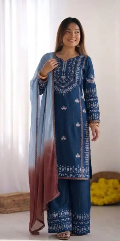 NSR 888 Blue Rayon Salwar Suit with Embroidery Work & Thread Embroidery. Best Price ₹2199. Delivery 4-6 Working Days. Shop now. | Jump Suits, Salwar suit, Casual Suits, Creative suits, Designer Suits, Palazzo Suits, Party Wear Suits, Patiala Suits, Straight Suits