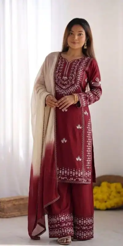 NSR 888 Maroon Rayon Salwar Suit with Embroidery Work & Thread Embroidery. Best Price ₹2199. Delivery 4-6 Working Days. Shop now. | Jump Suits, Salwar suit, Casual Suits, Creative suits, Designer Suits, Palazzo Suits, Party Wear Suits, Patiala Suits, Straight Suits
