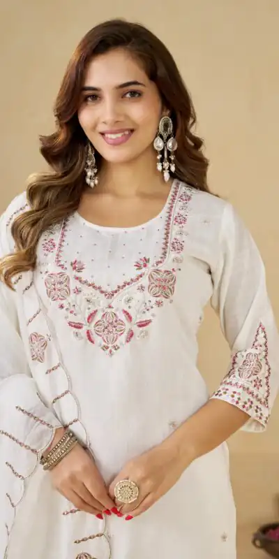 DIVA 194 White Thread Embroidery & Embroidery Work Salwar Suit in Brown Marina Silk. Now at just ₹2799. Delivery 4-6 Working Days. Shop now. | Jump Suits, Salwar suit, Casual Suits, Creative suits, Designer Suits, Palazzo Suits, Party Wear Suits, Patiala Suits, Straight Suits
