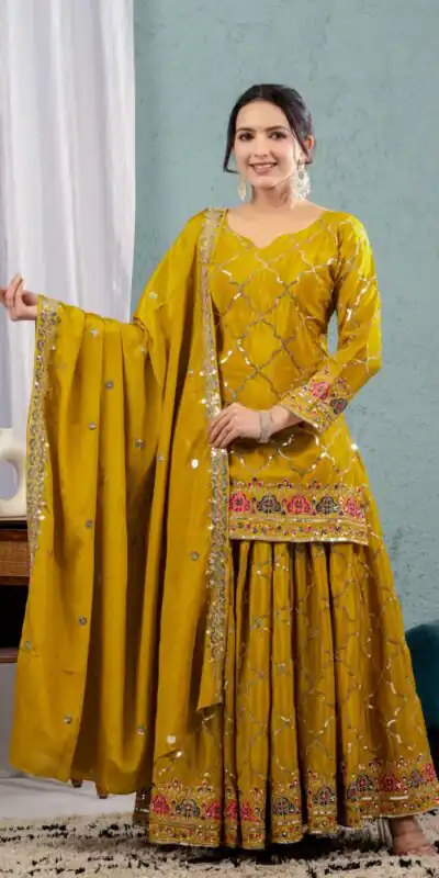 ND 5017 Mustered Color Chinon Silk Salwar Suit with Embroidery Work. Online Get it for ₹2319. Delivery 4-6 Working Days. Shop now. | Jump Suits, Salwar suit, Casual Suits, Creative suits, Designer Suits, Palazzo Suits, Party Wear Suits, Patiala Suits, Straight Suits
