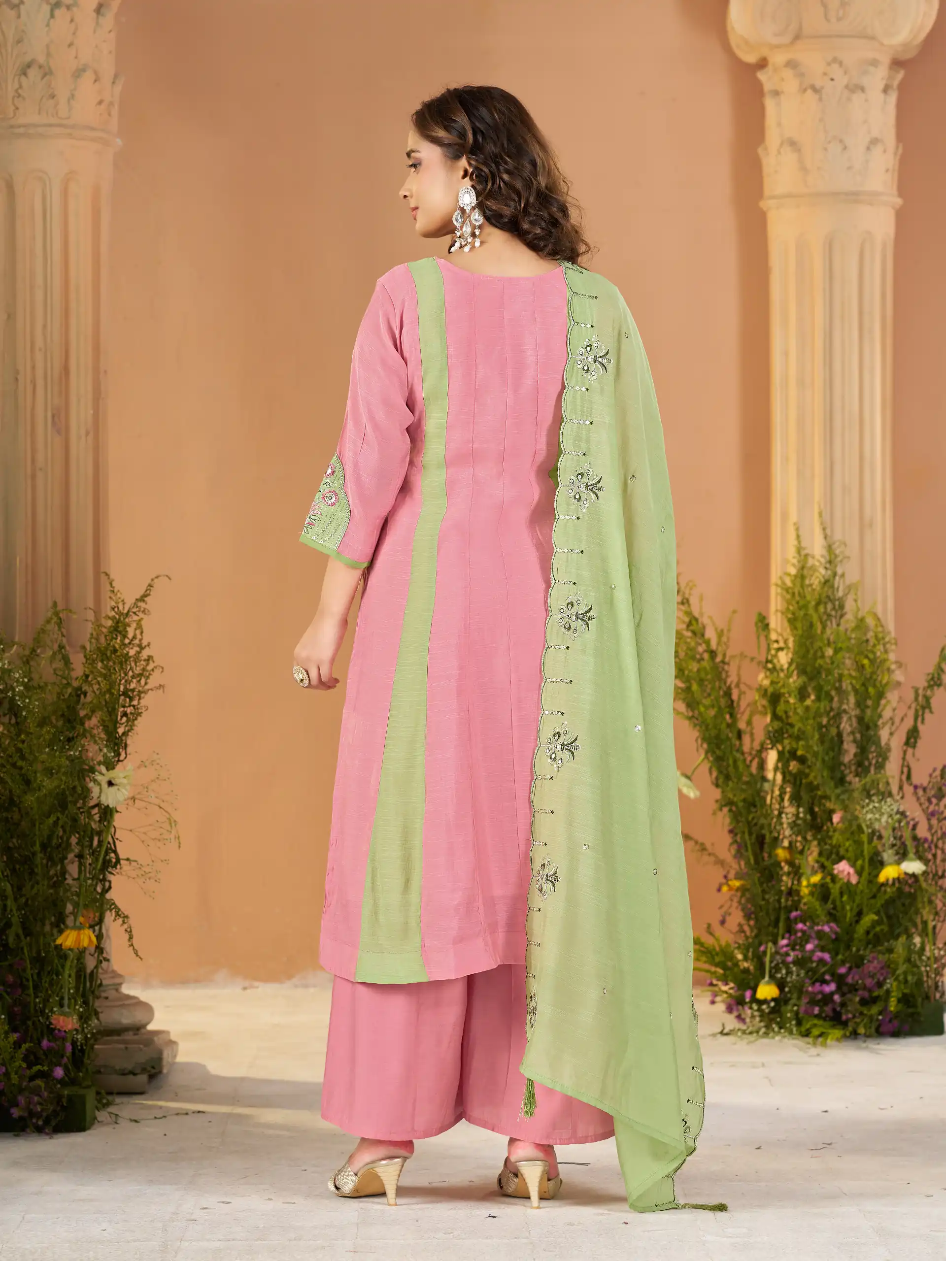 DIVA 186 Peach Mal Chanderi Salwar Suit Perfect for Wedding, Party, Baisakhi, Housewarming, Sangeet – Introductory Price ₹2899. Delivery 4-6 Working D | Jump Suits, Salwar suit, Casual Suits, Creative suits, Designer Suits, Palazzo Suits, Party Wear Suits, Patiala Suits, Straight Suits
