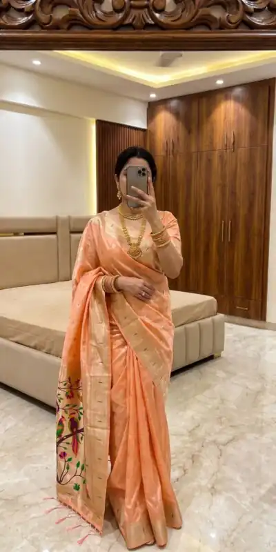 MB 1111 Peach Color Organza Silk Saree with Moti Work & Zari Work. Grab it for ₹2399. Delivery 4-6 Working Days. Shop now. | Sarees, Bollywood Sarees, Creative Sarees, Designer Sarees, Embroidered Sarees, Ethnic Saree, Modern Digital sarees, Party Wear Sarees