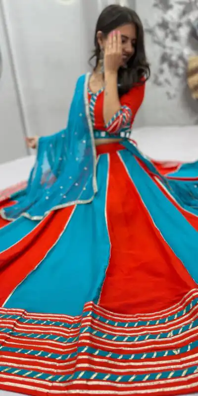 PC 589 Blue in Pure Cotton Mirror Work & Gamthi Work Lehenga Choli . Exclusive Offer ₹2199. Delivery 4-6 Working Days. Shop now. | Lehenga, Bollywood Lehenga, Creative Lehenga, Designer Lehenga, Embroidered Lehenga, Party Wear Lehenga