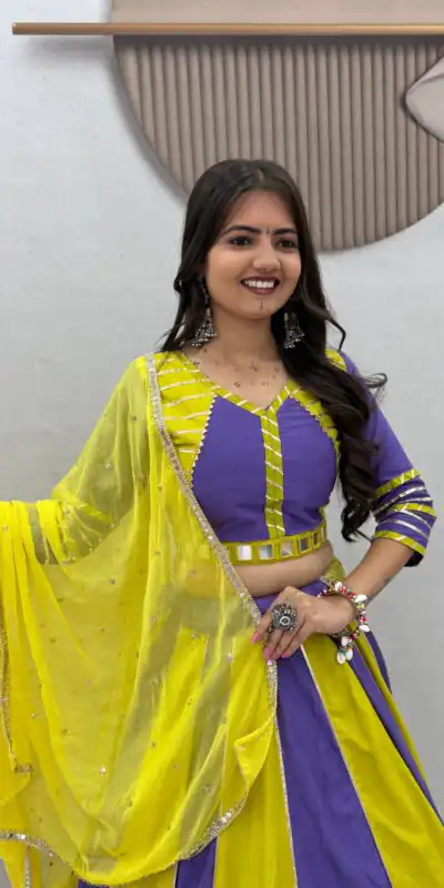 PC 589 Lavender in Pure Cotton Mirror Work & Gamthi Work Lehenga Choli . Exclusive Offer ₹2199. Delivery 4-6 Working Days. Shop now. | Lehenga, Bollywood Lehenga, Creative Lehenga, Designer Lehenga, Embroidered Lehenga, Party Wear Lehenga