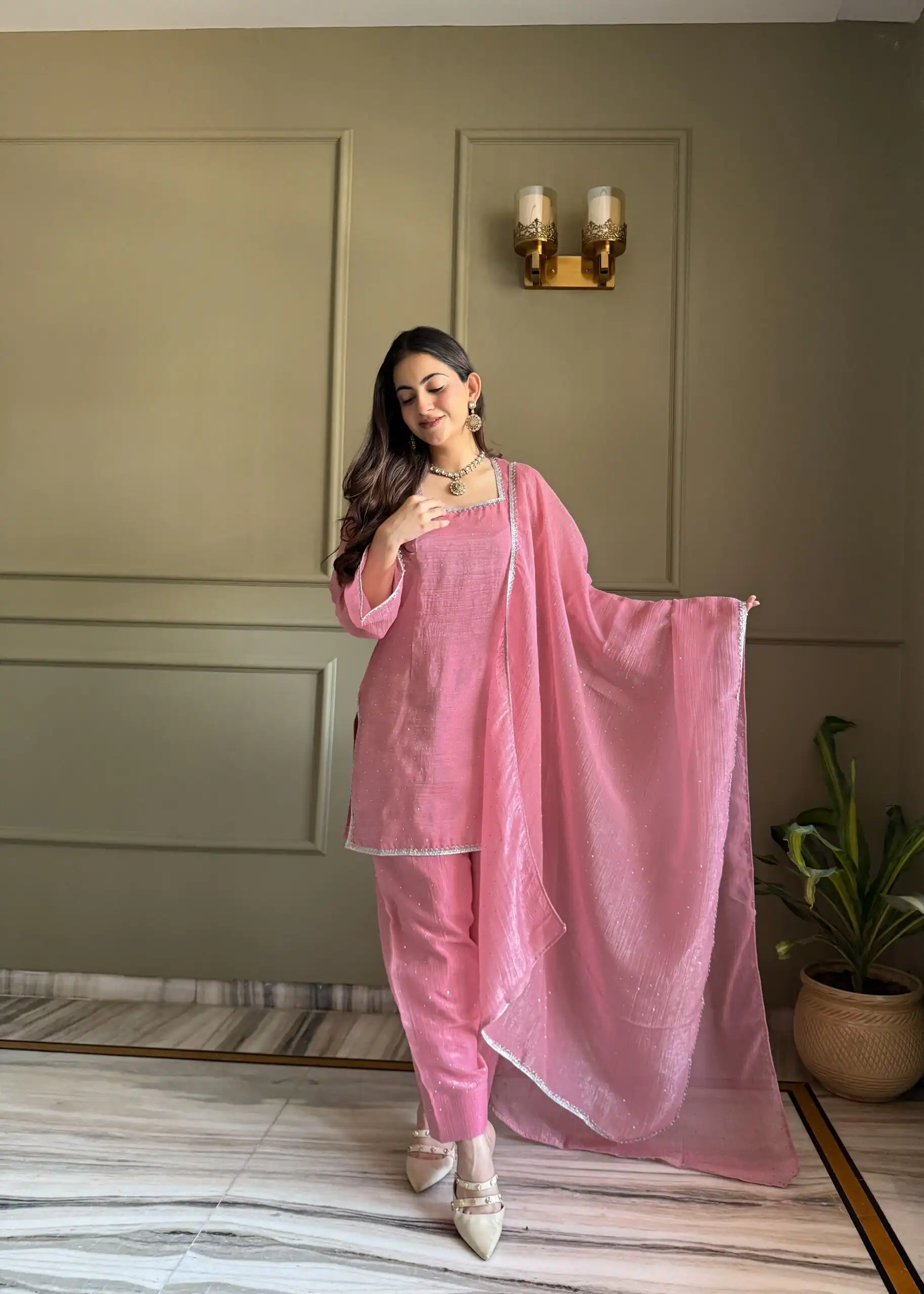KB 297 Pink Crunchy Silk Salwar Suit with Embroidery Work. Wedding, Party, Festive, Events Best Price ₹2029. Delivery 4-6 Working Days. Shop now. | Jump Suits, Salwar suit, Casual Suits, Creative suits, Designer Suits, Palazzo Suits, Party Wear Suits, Patiala Suits, Straight Suits