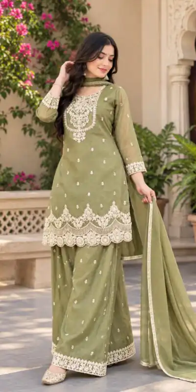 ND 5081 Pista Crunchy Silk Salwar Suit with Embroidery Work. Wedding, Party, Festive, Events Best Price ₹2399. Delivery 4-6 Working Days. Shop now. | Jump Suits, Salwar suit, Casual Suits, Creative suits, Designer Suits, Palazzo Suits, Party Wear Suits, Patiala Suits, Straight Suits