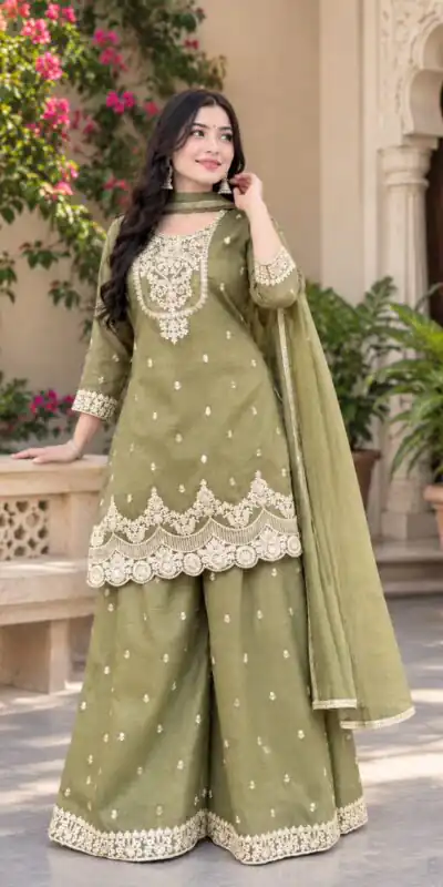 ND 5081 Pista Crunchy Silk Salwar Suit with Embroidery Work. Wedding, Party, Festive, Events Best Price ₹2399. Delivery 4-6 Working Days. Shop now. | Jump Suits, Salwar suit, Casual Suits, Creative suits, Designer Suits, Palazzo Suits, Party Wear Suits, Patiala Suits, Straight Suits