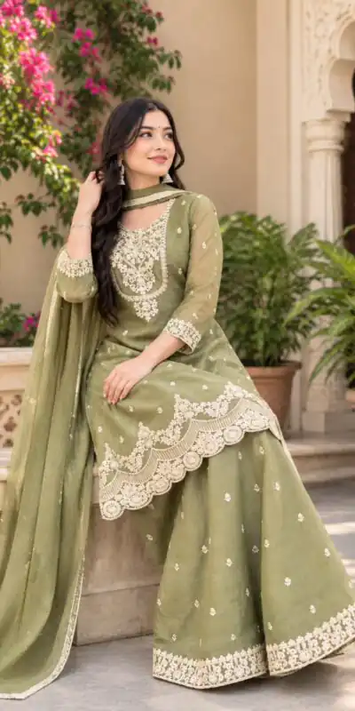 ND 5081 Pista Crunchy Silk Salwar Suit with Embroidery Work. Wedding, Party, Festive, Events Best Price ₹2399. Delivery 4-6 Working Days. Shop now. | Jump Suits, Salwar suit, Casual Suits, Creative suits, Designer Suits, Palazzo Suits, Party Wear Suits, Patiala Suits, Straight Suits