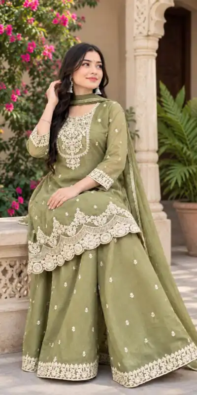 ND 5081 Pista Crunchy Silk Salwar Suit with Embroidery Work. Wedding, Party, Festive, Events Best Price ₹2399. Delivery 4-6 Working Days. Shop now. | Jump Suits, Salwar suit, Casual Suits, Creative suits, Designer Suits, Palazzo Suits, Party Wear Suits, Patiala Suits, Straight Suits