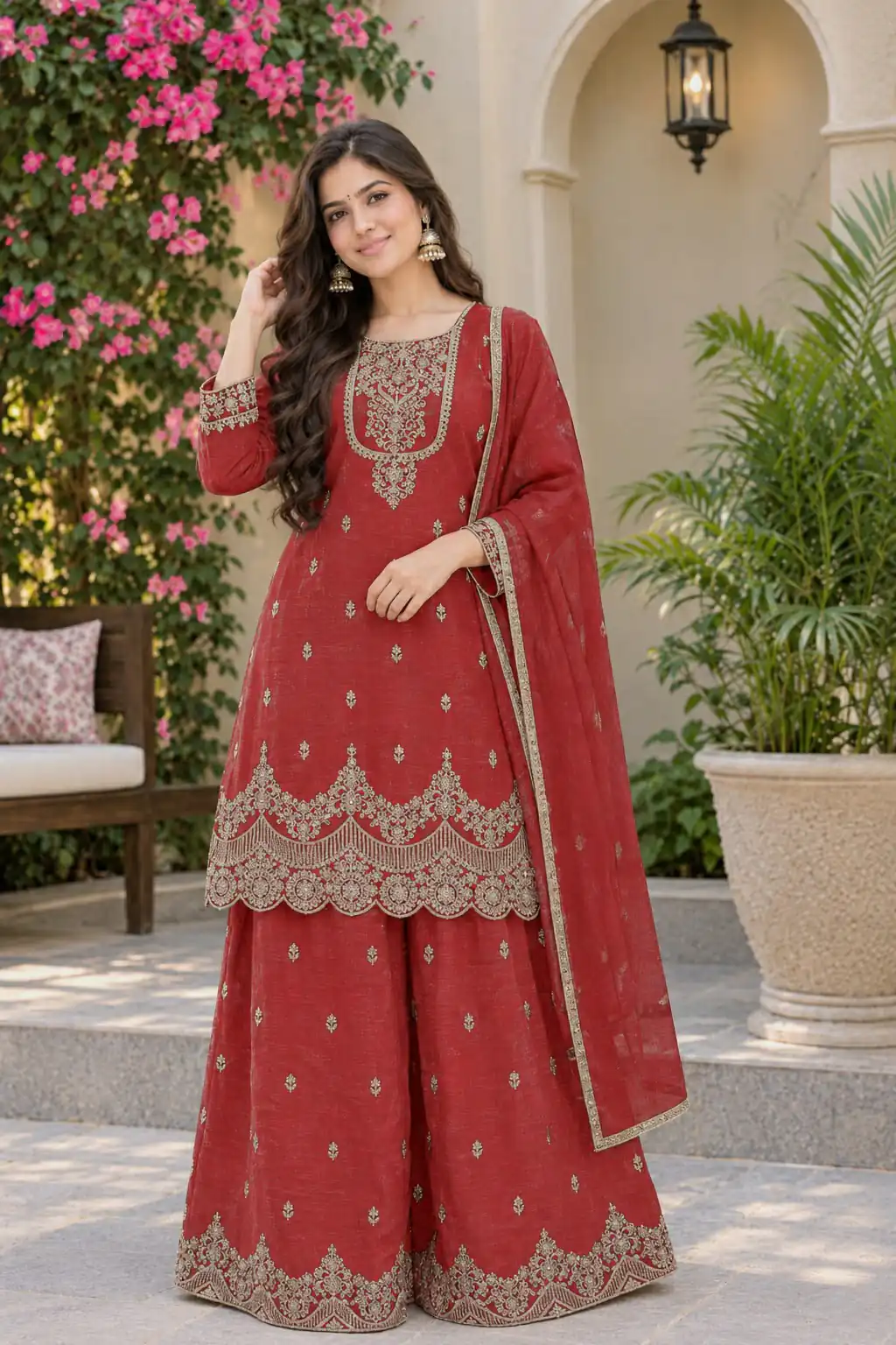 ND 5081 Red Crunchy Silk Salwar Suit with Embroidery Work. Wedding, Party, Festive, Events Best Price ₹2399. Delivery 4-6 Working Days. Shop now. | Jump Suits, Salwar suit, Casual Suits, Creative suits, Designer Suits, Palazzo Suits, Party Wear Suits, Patiala Suits, Straight Suits