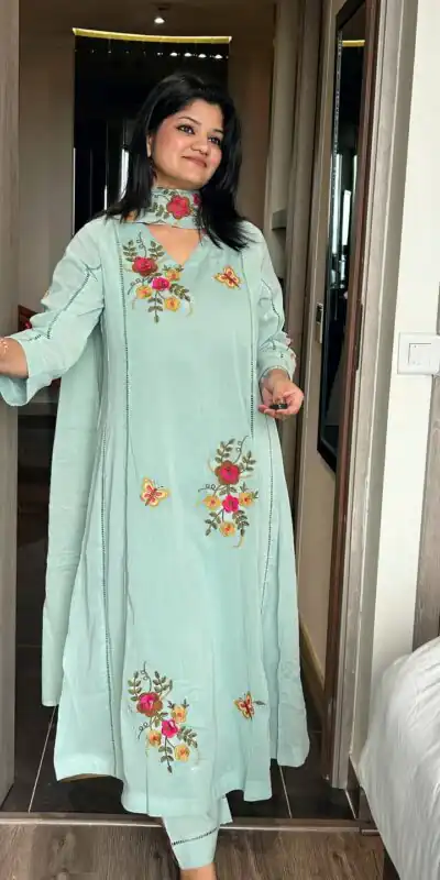LG 2152 Sea Green in Air Tex Chino Embroidery Work & Cut Work Salwar Suit n. Get it for ₹2499. Delivery 4-6 Working Days. Shop now. | Jump Suits, Salwar suit, Casual Suits, Creative suits, Designer Suits, Palazzo Suits, Party Wear Suits, Patiala Suits, Straight Suits