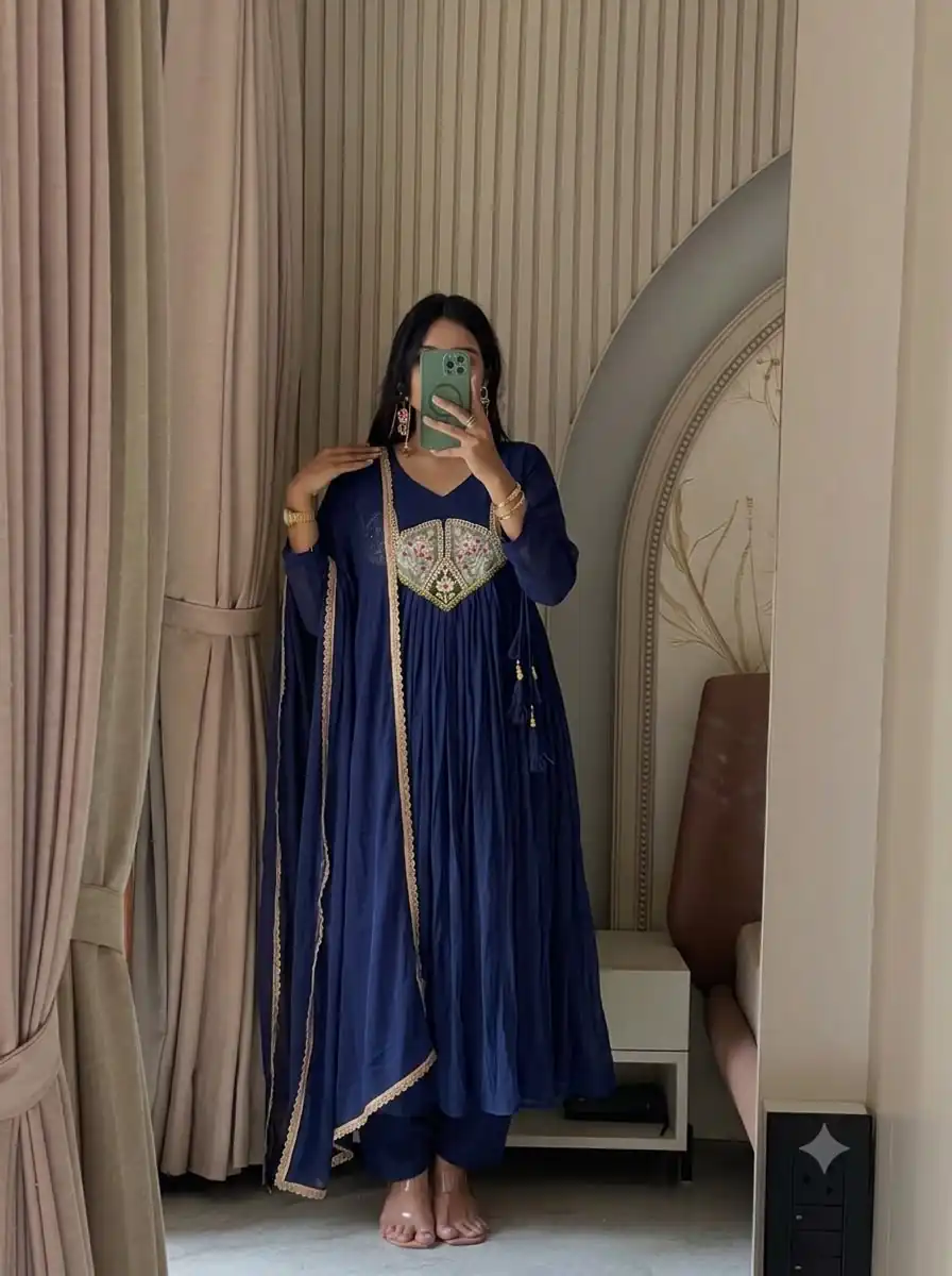 WW 1288 Blue Mal Chanderi Salwar Suit Perfect for Wedding, Party, Baisakhi, Housewarming, Sangeet – Introductory Price ₹2399. Delivery 4-6 Working D | Jump Suits, Salwar suit, Casual Suits, Creative suits, Designer Suits, Palazzo Suits, Party Wear Suits, Patiala Suits, Straight Suits