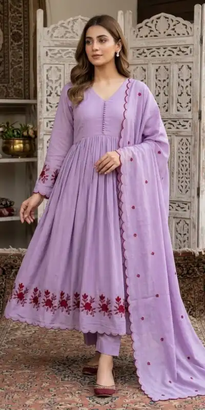 LG 2146 Lavender Mul Chanderi Salwar Suit with Embroidery Work & Sequins Work. Festive Deal ₹2699. Delivery 4-6 Working Days. Shop now | Jump Suits, Salwar suit, Casual Suits, Creative suits, Designer Suits, Palazzo Suits, Party Wear Suits, Patiala Suits, Straight Suits
