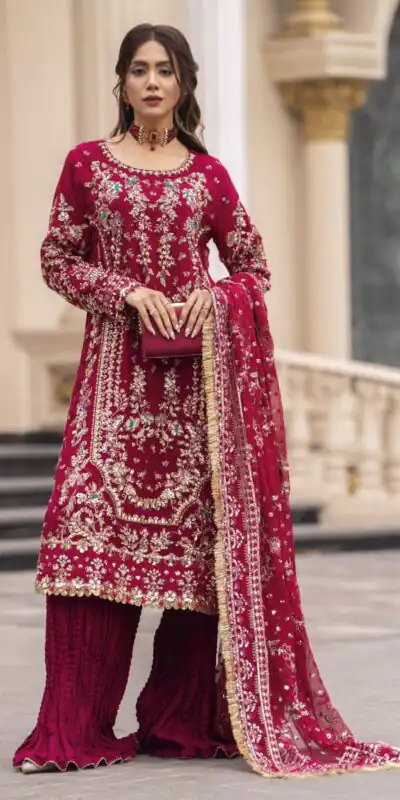 SRK 5333 Maroon Faux Georgette Salwar Suit with Mirror Work & Embroidery Work. Get it for ₹2799. Delivery 4-6 Working Days. Shop now. | Jump Suits, Salwar suit, Casual Suits, Creative suits, Designer Suits, Palazzo Suits, Party Wear Suits, Patiala Suits, Straight Suits