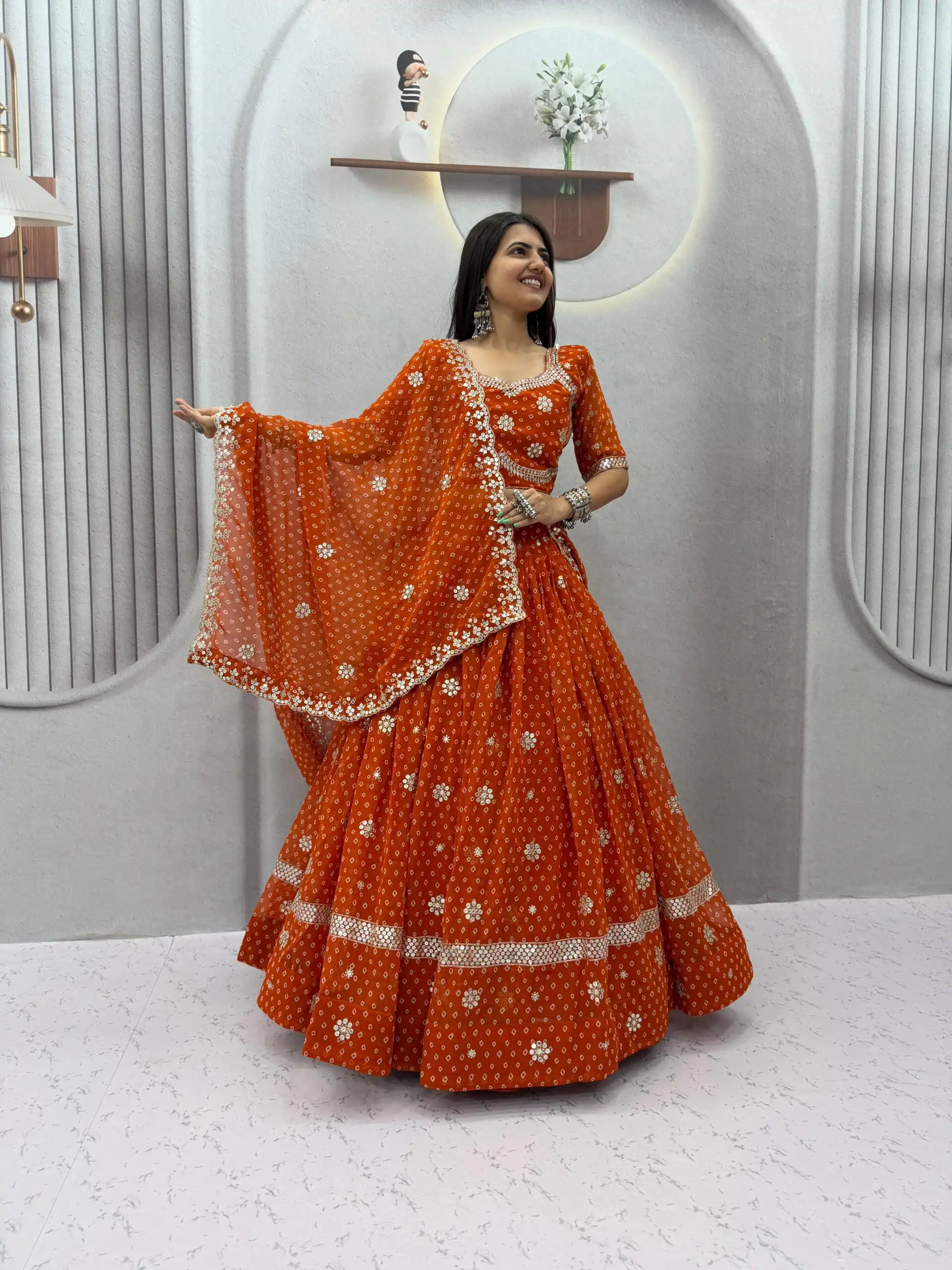 PC 602 Rust Faux Georgette Lehenga Choli with Embroidery Work & Lace Work. Special Price ₹3149. Delivery 4-6 Working Days. Shop now. | Lehenga, Bollywood Lehenga, Creative Lehenga, Designer Lehenga, Embroidered Lehenga, Party Wear Lehenga