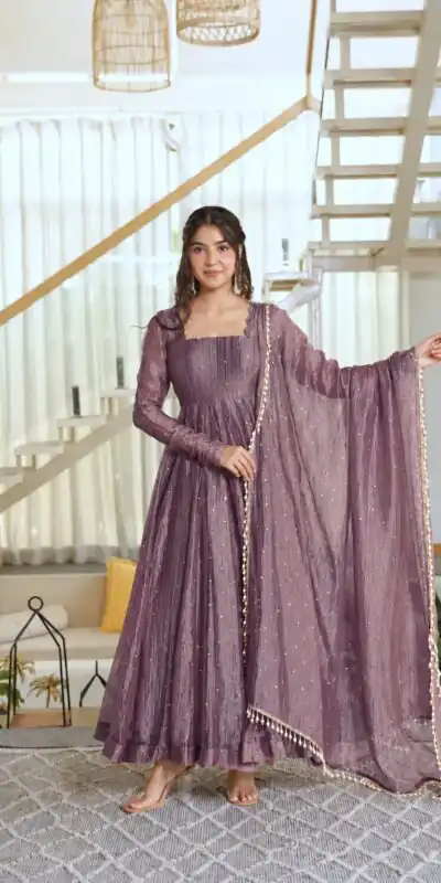 KD 1641 Lavender in Salsa Silk Embroidery Work & Sequins Work Gown . Get it for ₹2899. Delivery 4-6 Working Days. Online Shop now. | Gowns, Bollywood Gowns, Creative Gowns, Designer Gowns, Embroidered Gowns, Party Wear Gowns