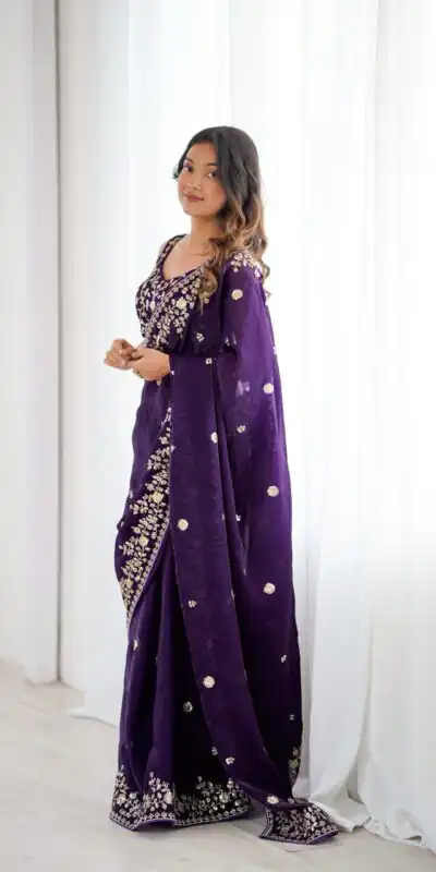 SP 89 Purple Color Fendy Silk Saree With Sequins Work. Wedding, Party, Festive, Events Get it for ₹1799. Delivery 4-6 Working Days. Online Best Shop now. | Sarees, Bollywood Sarees, Creative Sarees, Designer Sarees, Embroidered Sarees, Ethnic Saree, Modern Digital sarees, Party Wear Sarees