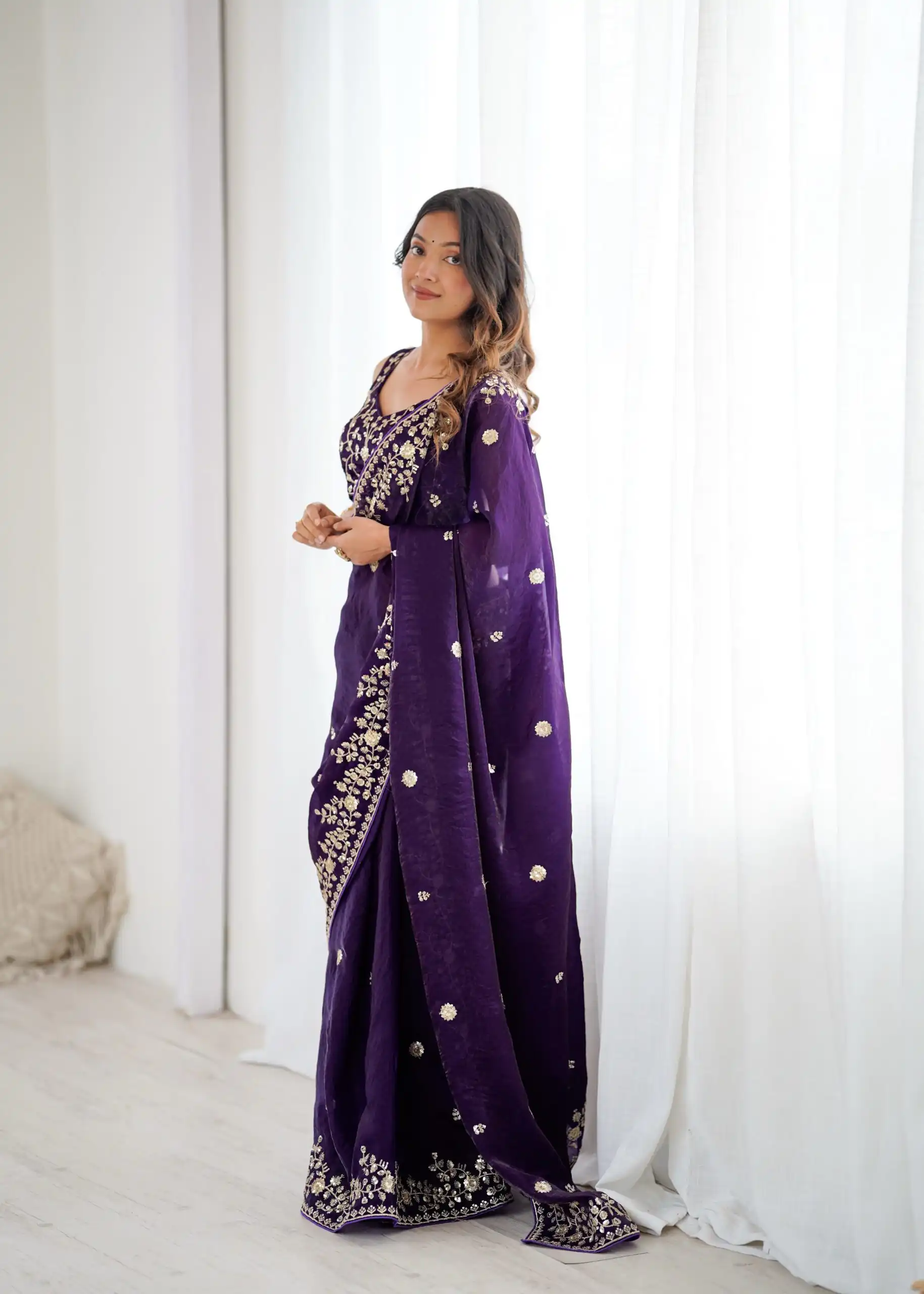 SP 89 Purple Color Fendy Silk Saree With Sequins Work. Wedding, Party, Festive, Events Get it for ₹1799. Delivery 4-6 Working Days. Online Best Shop now. | Sarees, Bollywood Sarees, Creative Sarees, Designer Sarees, Embroidered Sarees, Ethnic Saree, Modern Digital sarees, Party Wear Sarees