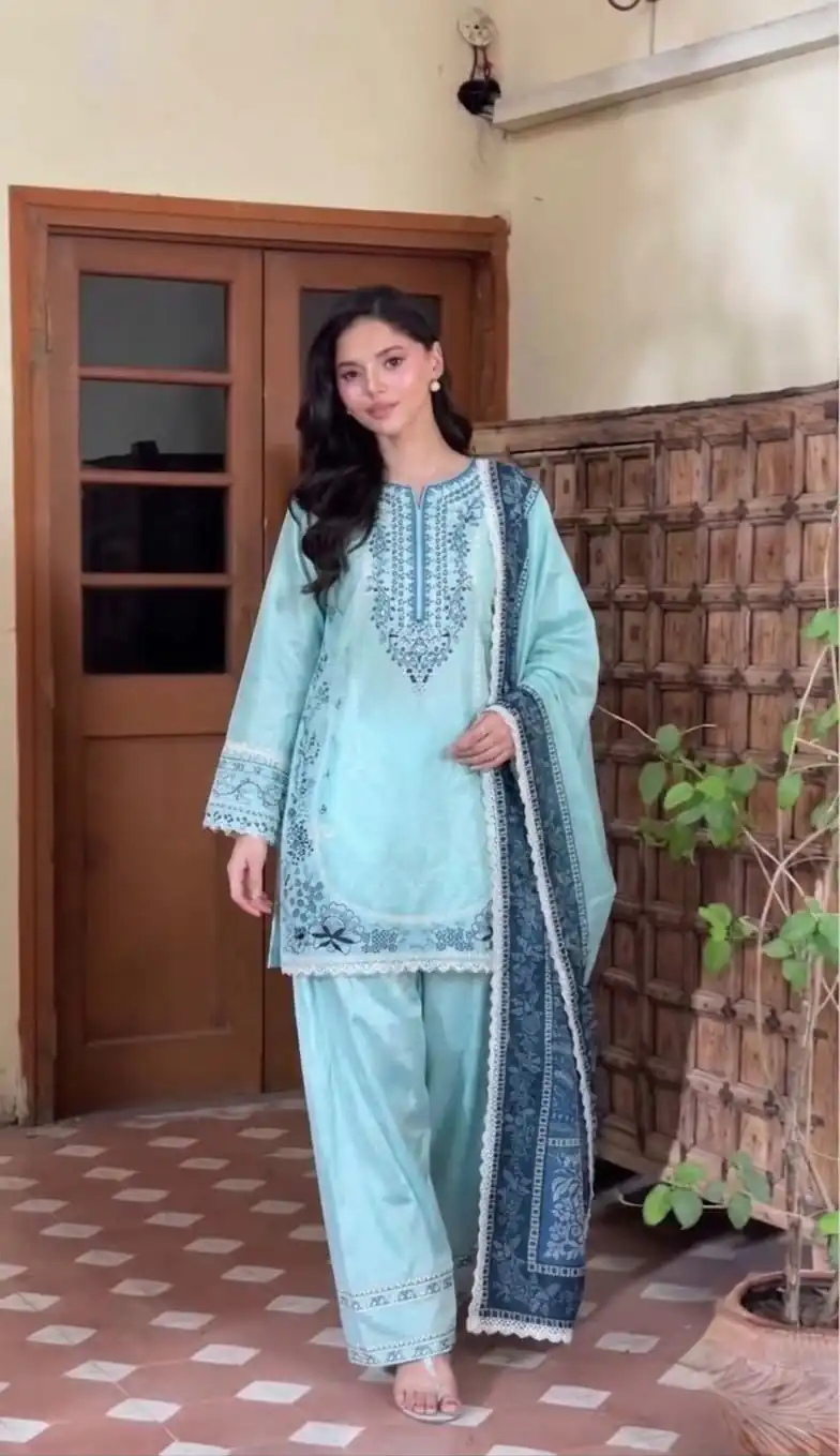 AD 233 Sea Blue in White Satin Rayon Digital Print & Embroidery Work Salwar Suit . Festive Deal ₹2449. Delivery 4-6 Working Days. Shop now. | Jump Suits, Salwar suit, Casual Suits, Creative suits, Designer Suits, Palazzo Suits, Party Wear Suits, Patiala Suits, Straight Suits