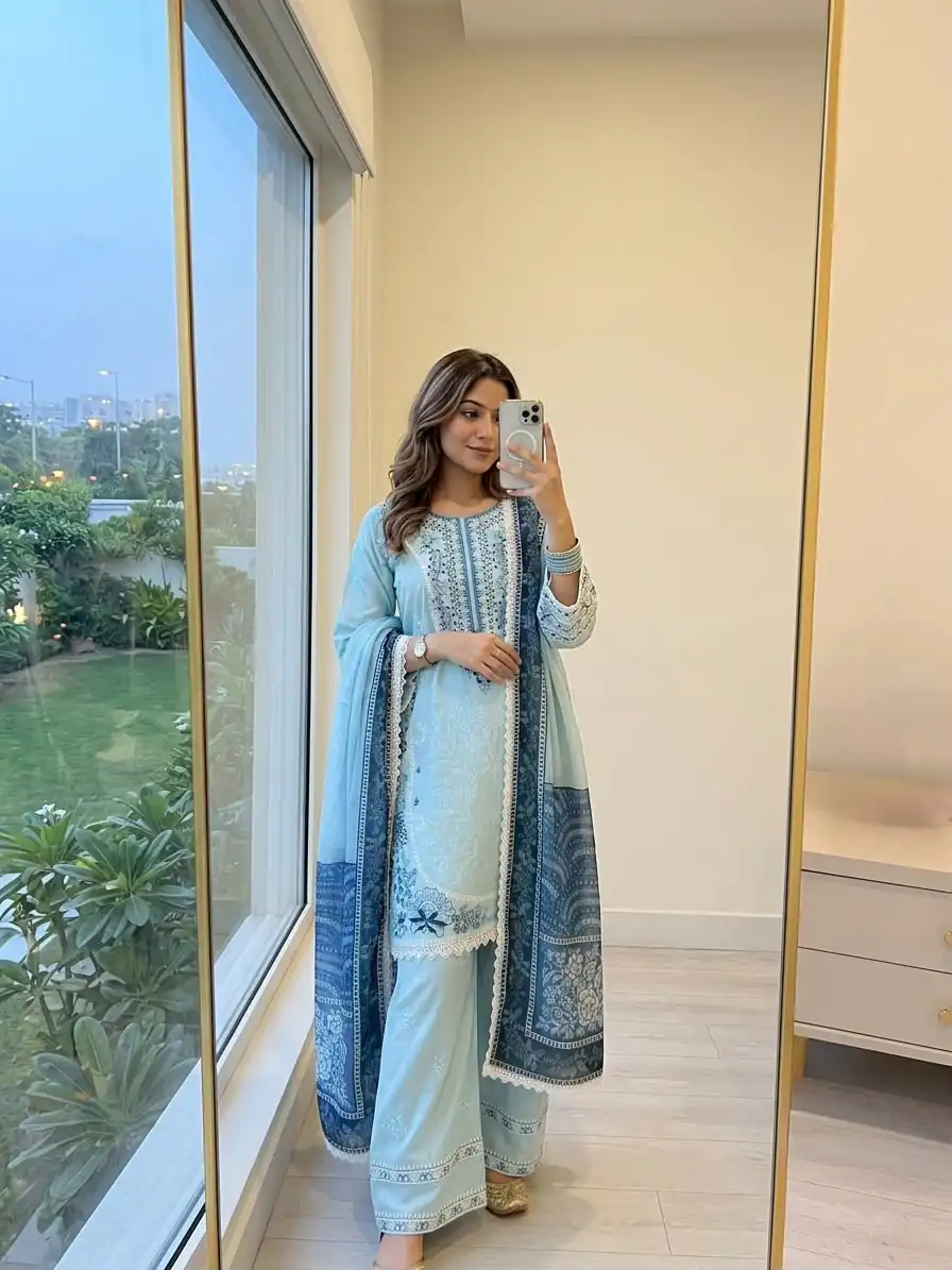 AD 233 Sea Blue in White Satin Rayon Digital Print & Embroidery Work Salwar Suit . Festive Deal ₹2449. Delivery 4-6 Working Days. Shop now. | Jump Suits, Salwar suit, Casual Suits, Creative suits, Designer Suits, Palazzo Suits, Party Wear Suits, Patiala Suits, Straight Suits