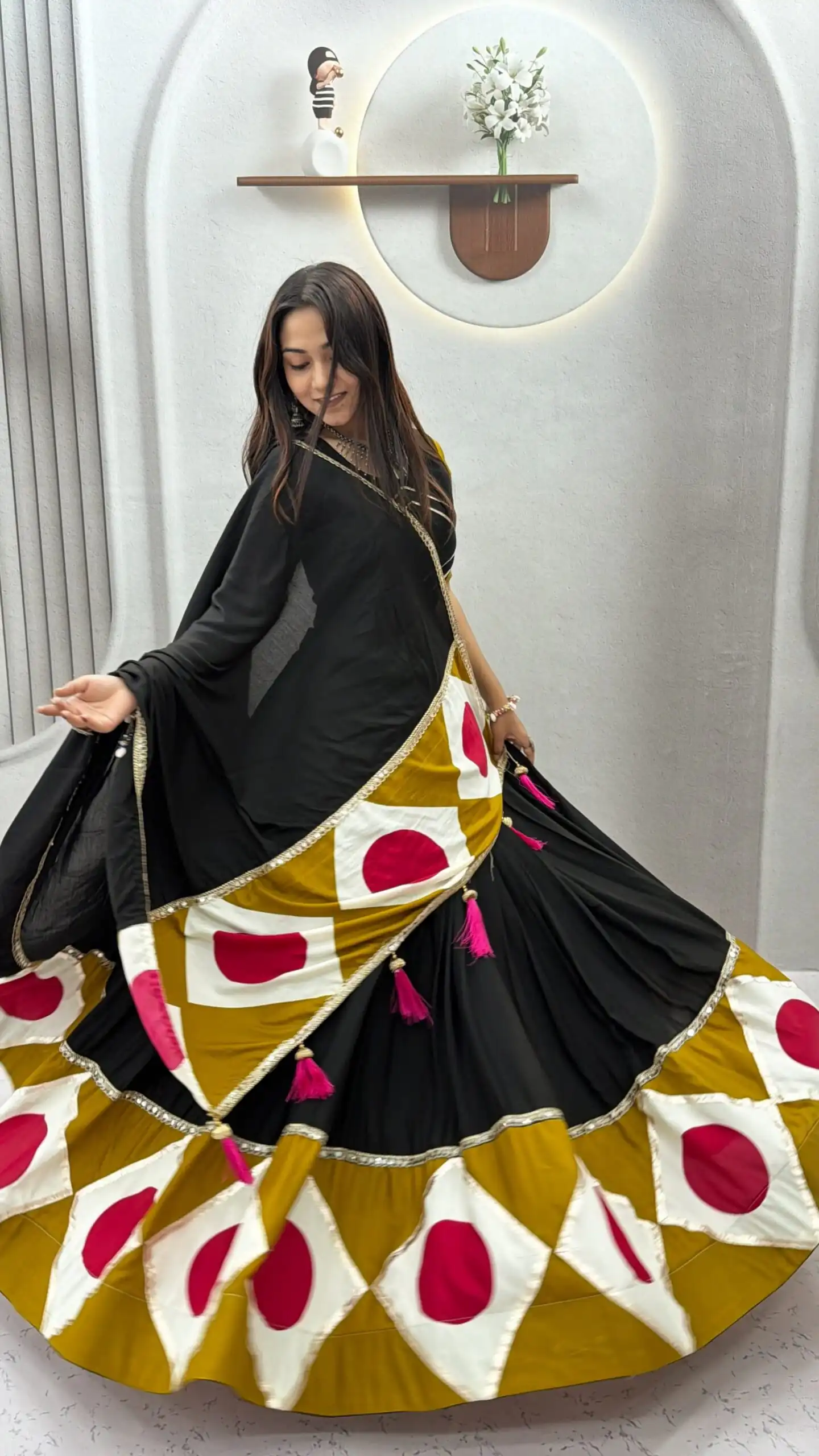 Ram 194 Blackl in Pure Cotton Mirror Work & Gamthi Work Lehenga Choli . Exclusive Offer ₹3149. Delivery 4-6 Working Days. Shop now. | Lehenga, Bollywood Lehenga, Creative Lehenga, Designer Lehenga, Embroidered Lehenga, Party Wear Lehenga