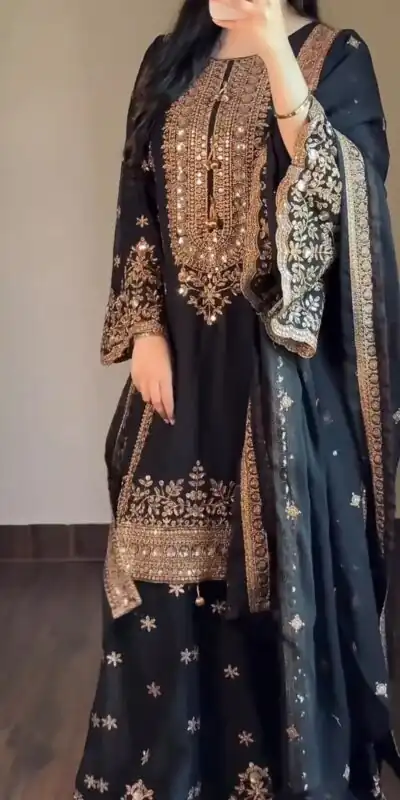 ST 1212 Black  Rangoli Silk Perfect for Wedding, Party, Holi, Pooja, Anniversary – Salwar Suit. Get it for ₹2849. Delivery 4-6 Working Days. Shop now. | Jump Suits, Salwar suit, Casual Suits, Creative suits, Designer Suits, Palazzo Suits, Party Wear Suits, Patiala Suits, Straight Suits