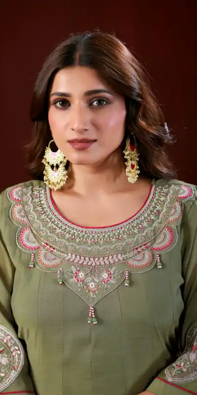 DIVA 196 Mehendi Super Embroidery Work & Thread Embroidery Salwar Suit in Mul Slub. Delivery 4-6 Working Days. Online Shop now. | Jump Suits, Salwar suit, Casual Suits, Creative suits, Designer Suits, Palazzo Suits, Party Wear Suits, Patiala Suits, Straight Suits