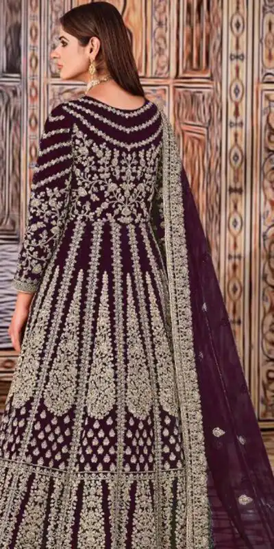 FC 2701 Wine Sequins Work & Embroidery Work Salwar Suitin Peach Butterfly Net. Grab it for ₹3149. Delivery 4-6 Working Days. Shop now. | Jump Suits, Salwar suit, Casual Suits, Creative suits, Designer Suits, Palazzo Suits, Party Wear Suits, Patiala Suits, Straight Suits