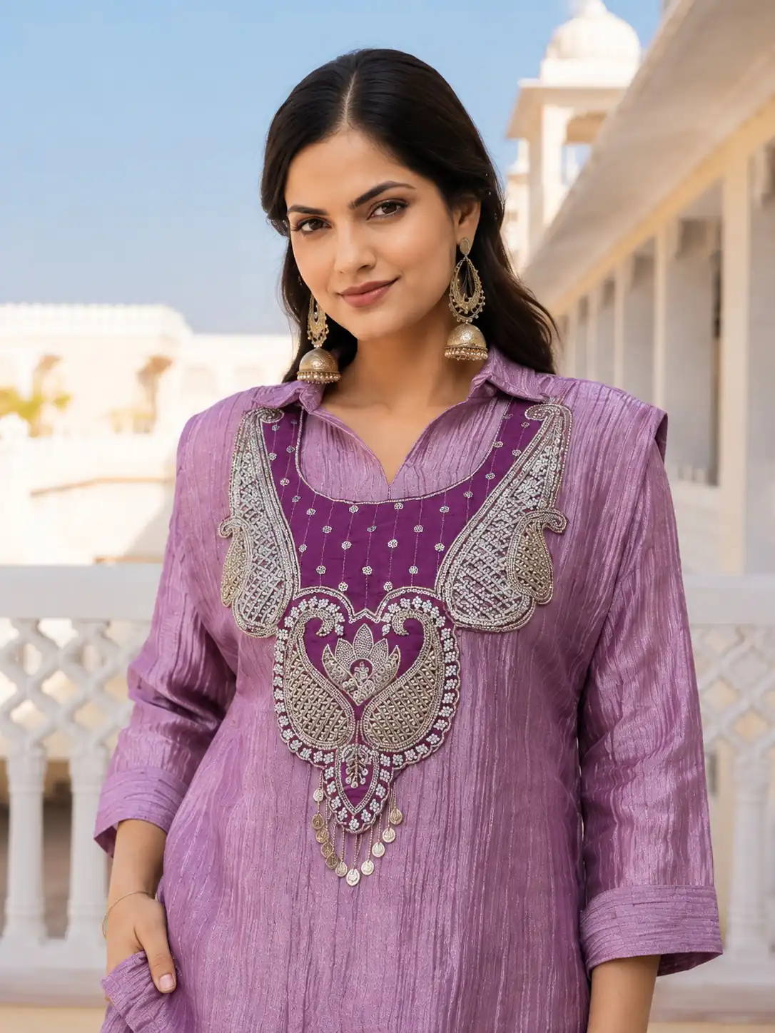 DIVA 180 Lavender Colour | Brown Salsa Silk Kurti with Hand Work. Get it for ₹2299. Delivery 4-6 Working Days. Online Shop now. | Kurti, Bollywood Kurti, Creative Kurtis, Designer Kurti, Party Wear Kurti, Selfie Kurti