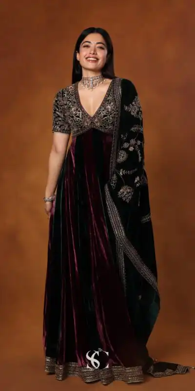 ZC RASHMIKA Maroon Viscose 9000 Velvet Gown Gown with Embroidery Work & Sequins Work. Special Price ₹3099. Delivery 4-6 Working Days. Shop now. | Gowns, Bollywood Gowns, Creative Gowns, Designer Gowns, Embroidered Gowns, Party Wear Gowns