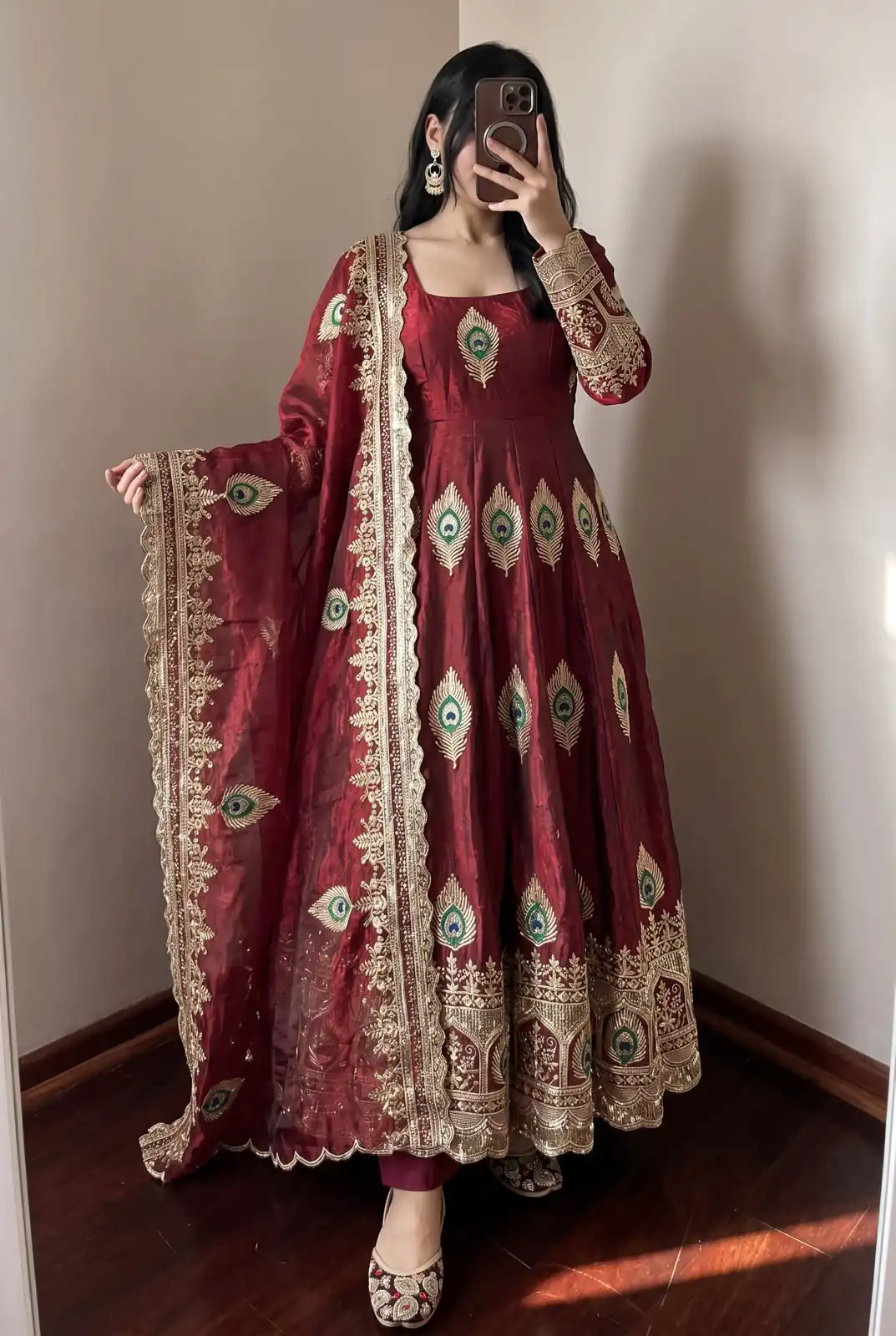 BB 102 Maroon Fendy Silk Gown with Embroidery Work & Sequins Work. Special Price ₹2799. Delivery 4-6 Working Days. Shop now. | Gowns, Bollywood Gowns, Creative Gowns, Designer Gowns, Embroidered Gowns, Party Wear Gowns