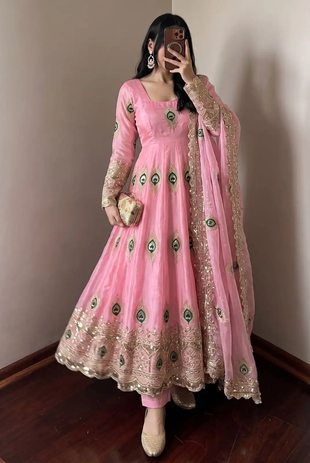 BB 102 Pink Fendy Silk Gown with Embroidery Work & Sequins Work. Special Price ₹2799. Delivery 4-6 Working Days. Shop now. | Gowns, Bollywood Gowns, Creative Gowns, Designer Gowns, Embroidered Gowns, Party Wear Gowns