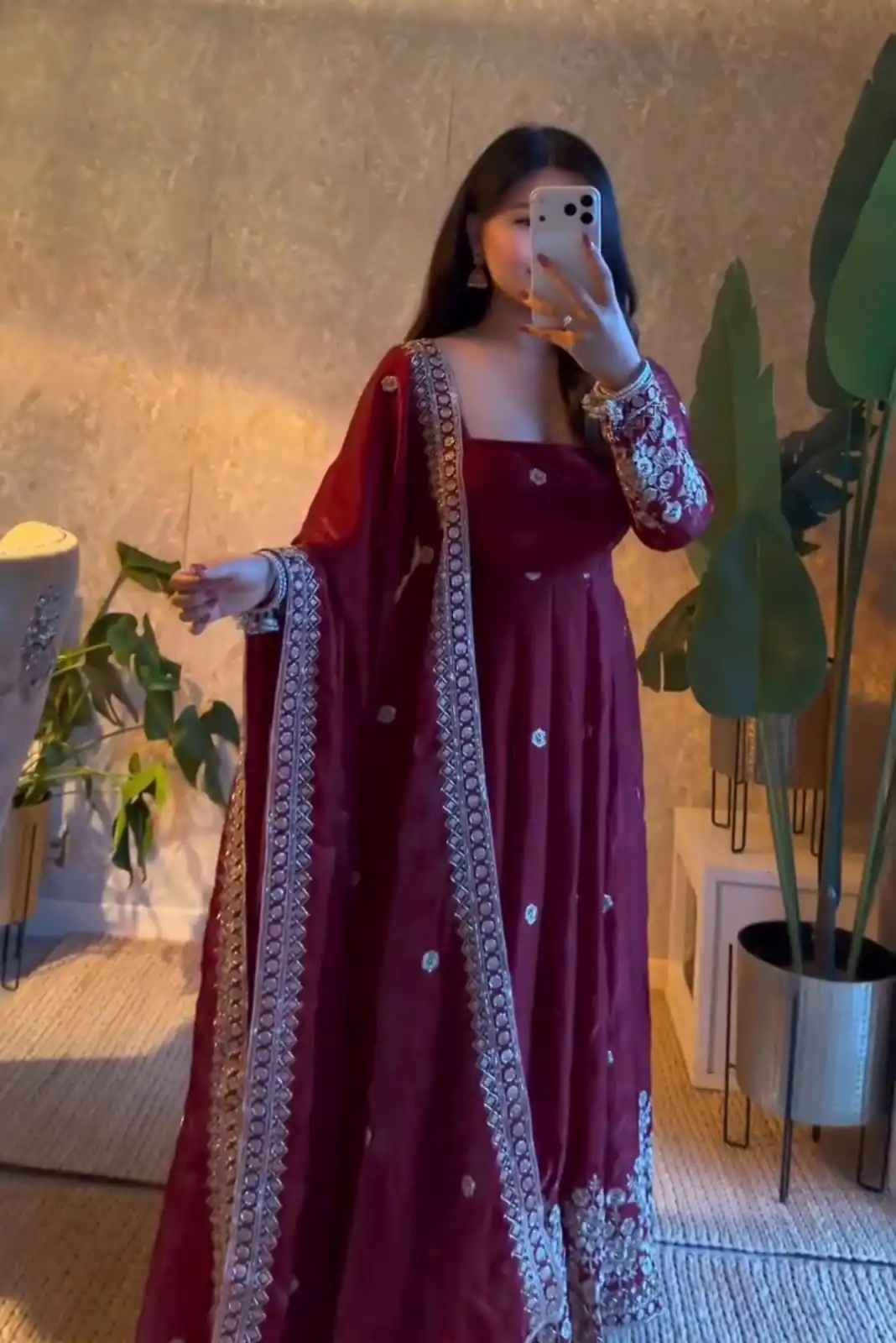 ZB 5080 Wine Fendy Silk Gown with Embroidery Work & Sequins Work. Special Price ₹2399. Delivery 4-6 Working Days. Shop now. | Gowns, Bollywood Gowns, Creative Gowns, Designer Gowns, Embroidered Gowns, Party Wear Gowns